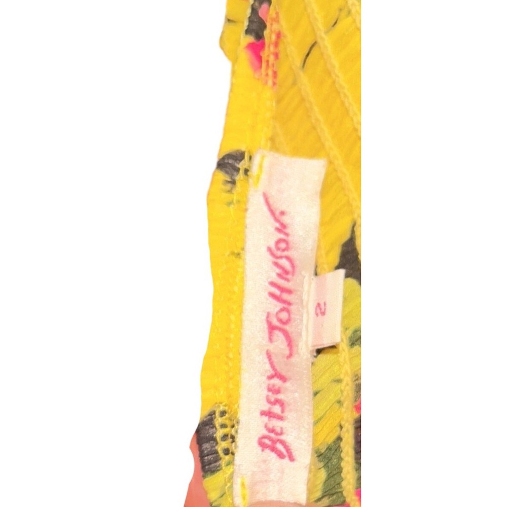 Vtg Betsey Johnson Silk Strapless Maxi Dress Yellow Rose Floral Coquette Sz 2 - Picture 11 of 16